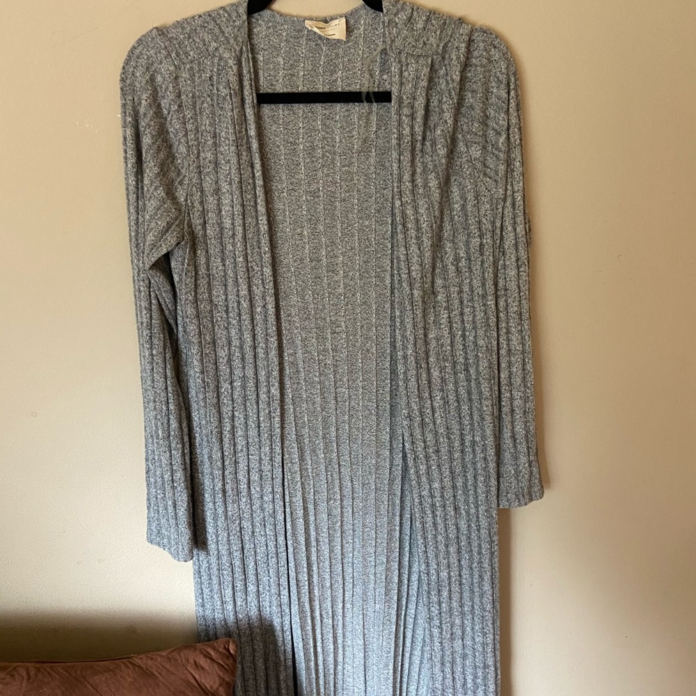 Gray ankle length duster cardigan